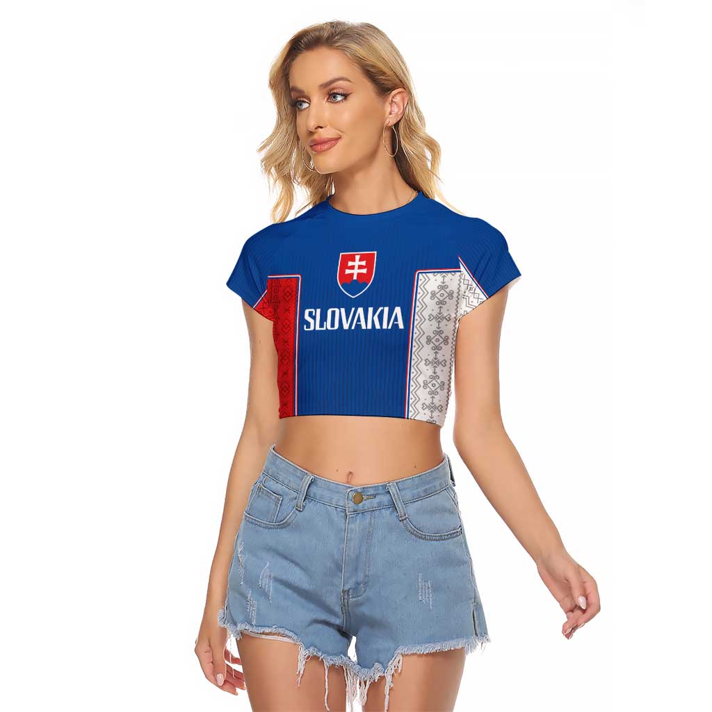 Custom Slovakia Football 2024 Go Champion Raglan Cropped T Shirt - Wonder Print Shop