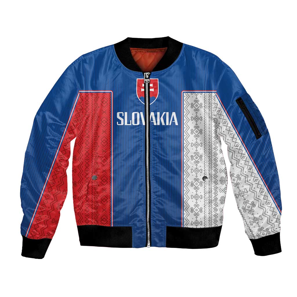 Custom Slovakia Football 2024 Go Champion Sleeve Zip Bomber Jacket - Wonder Print Shop