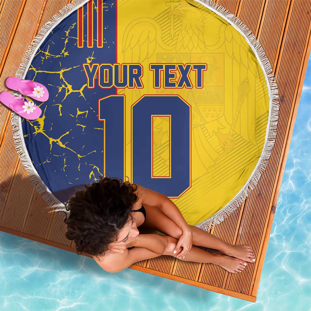 Custom Romania Football 2024 Go Champion Beach Blanket - Wonder Print Shop