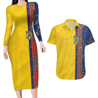 Custom Romania Football 2024 Go Champion Couples Matching Long Sleeve Bodycon Dress and Hawaiian Shirt - Wonder Print Shop