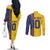 Custom Romania Football 2024 Go Champion Couples Matching Off The Shoulder Long Sleeve Dress and Long Sleeve Button Shirt