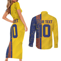 Custom Romania Football 2024 Go Champion Couples Matching Short Sleeve Bodycon Dress and Long Sleeve Button Shirt - Wonder Print Shop