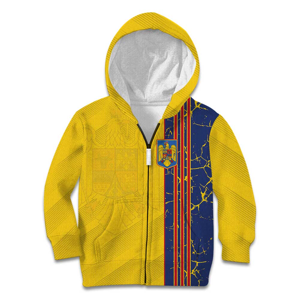 Custom Romania Football 2024 Go Champion Kid Hoodie - Wonder Print Shop