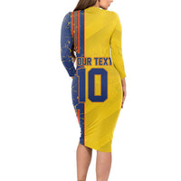 Custom Romania Football 2024 Go Champion Long Sleeve Bodycon Dress - Wonder Print Shop