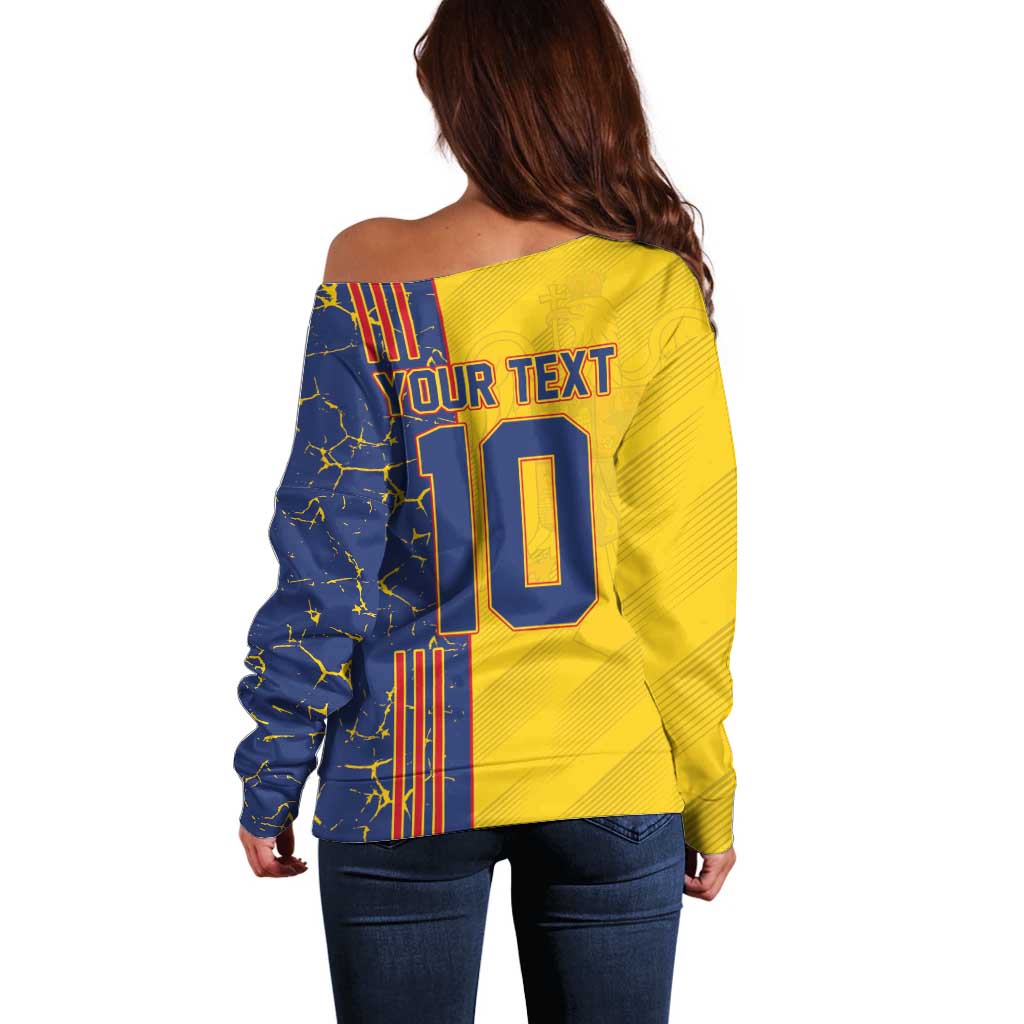 Custom Romania Football 2024 Go Champion Off Shoulder Sweater - Wonder Print Shop
