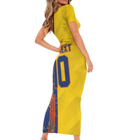 Custom Romania Football 2024 Go Champion Short Sleeve Bodycon Dress - Wonder Print Shop