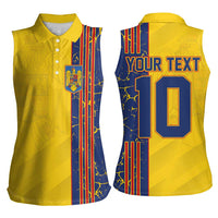 Custom Romania Football 2024 Go Champion Women Sleeveless Polo Shirt - Wonder Print Shop