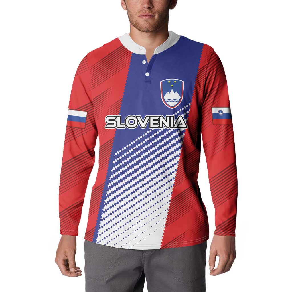 Custom Slovenia Football 2024 Go Champion Button Sweatshirt - Wonder Print Shop