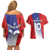 Custom Slovenia Football 2024 Go Champion Couples Matching Off Shoulder Short Dress and Hawaiian Shirt - Wonder Print Shop