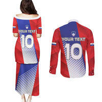 Custom Slovenia Football 2024 Go Champion Couples Matching Puletasi and Long Sleeve Button Shirt - Wonder Print Shop