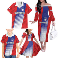 Custom Slovenia Football 2024 Go Champion Family Matching Off The Shoulder Long Sleeve Dress and Hawaiian Shirt - Wonder Print Shop