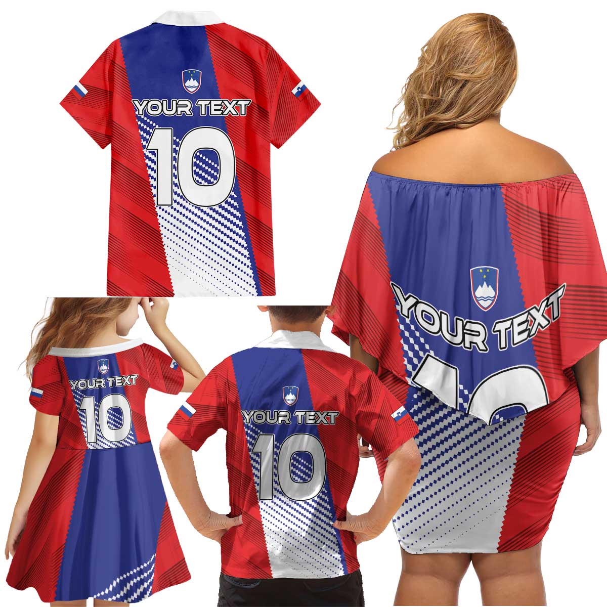 Custom Slovenia Football 2024 Go Champion Family Matching Off Shoulder Short Dress and Hawaiian Shirt - Wonder Print Shop