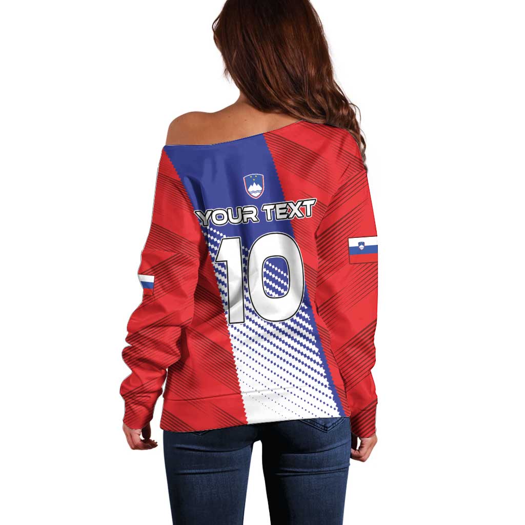Custom Slovenia Football 2024 Go Champion Off Shoulder Sweater - Wonder Print Shop