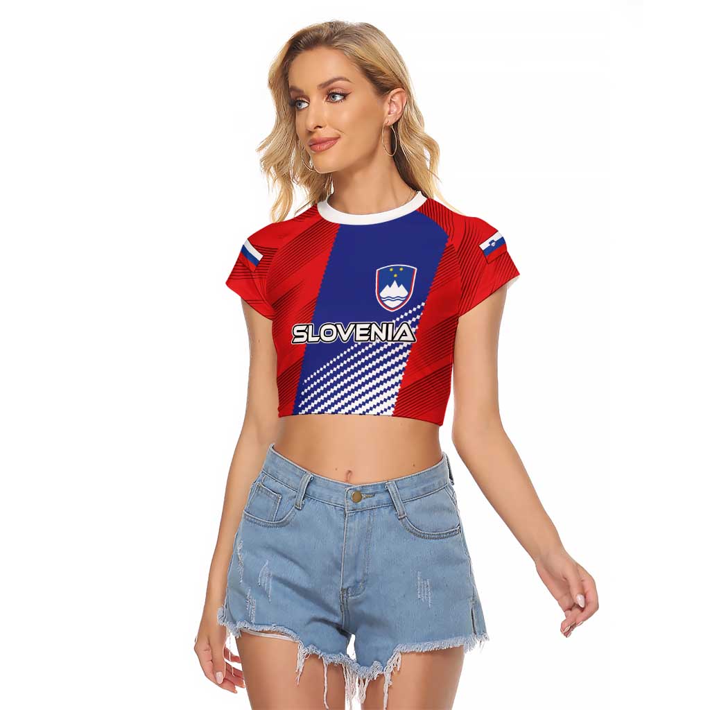Custom Slovenia Football 2024 Go Champion Raglan Cropped T Shirt - Wonder Print Shop