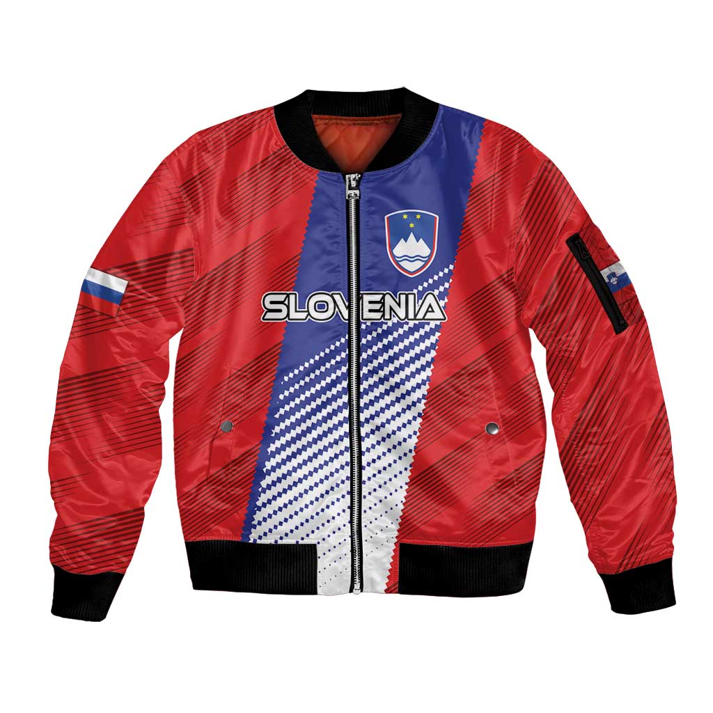 Custom Slovenia Football 2024 Go Champion Sleeve Zip Bomber Jacket - Wonder Print Shop