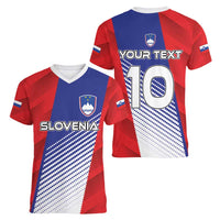 Custom Slovenia Football 2024 Go Champion Women V-Neck T-Shirt - Wonder Print Shop