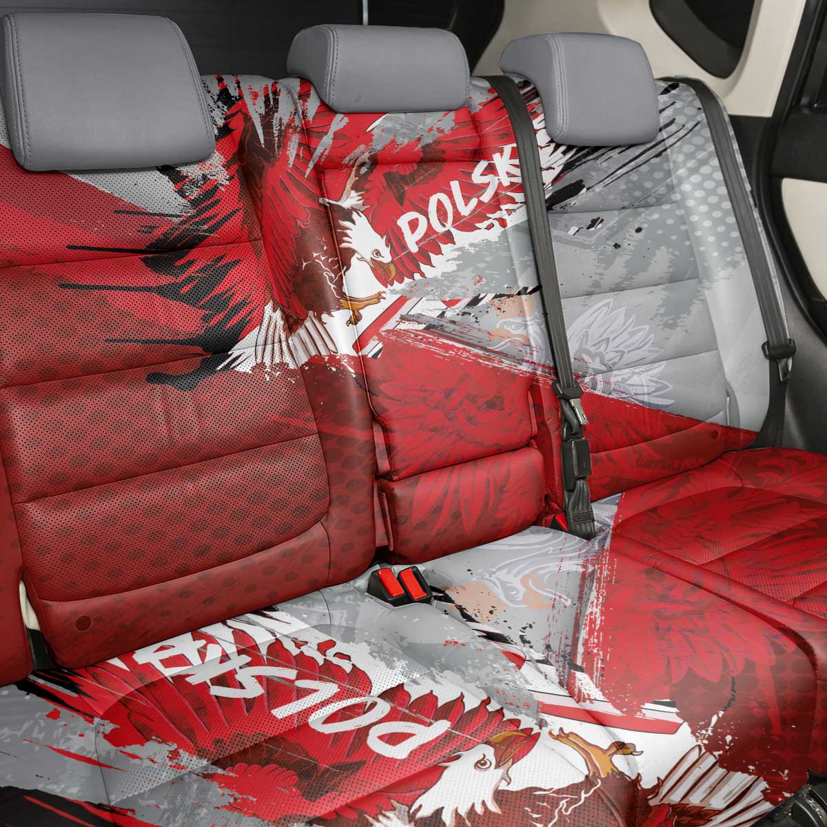 Polska Eagle Back Car Seat Cover Poland Sporty Grunge Style - Wonder Print Shop
