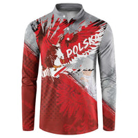 Polska Eagle Button Sweatshirt Poland Sporty Grunge Style - Wonder Print Shop