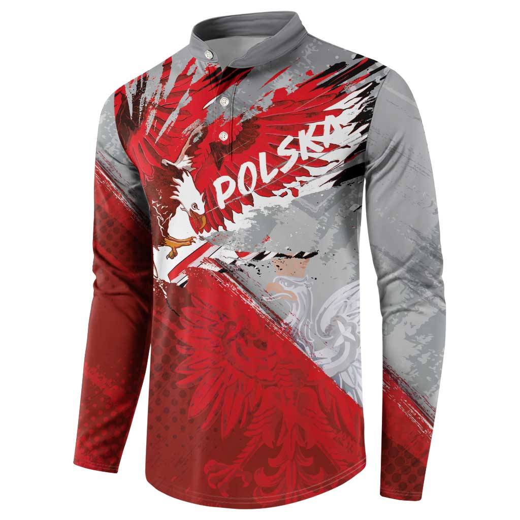 Polska Eagle Button Sweatshirt Poland Sporty Grunge Style - Wonder Print Shop