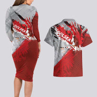 Polska Eagle Couples Matching Long Sleeve Bodycon Dress and Hawaiian Shirt Poland Sporty Grunge Style - Wonder Print Shop
