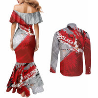 Polska Eagle Couples Matching Mermaid Dress and Long Sleeve Button Shirt Poland Sporty Grunge Style - Wonder Print Shop
