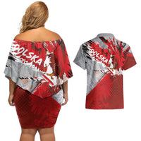 Polska Eagle Couples Matching Off Shoulder Short Dress and Hawaiian Shirt Poland Sporty Grunge Style - Wonder Print Shop