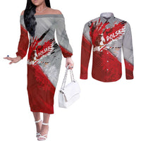 Polska Eagle Couples Matching Off The Shoulder Long Sleeve Dress and Long Sleeve Button Shirt Poland Sporty Grunge Style - Wonder Print Shop