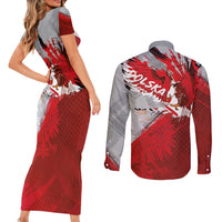 Polska Eagle Couples Matching Short Sleeve Bodycon Dress and Long Sleeve Button Shirt Poland Sporty Grunge Style - Wonder Print Shop