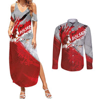 Polska Eagle Couples Matching Summer Maxi Dress and Long Sleeve Button Shirt Poland Sporty Grunge Style - Wonder Print Shop