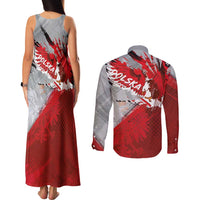 Polska Eagle Couples Matching Tank Maxi Dress and Long Sleeve Button Shirt Poland Sporty Grunge Style - Wonder Print Shop