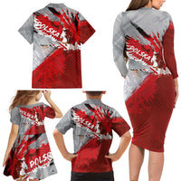 Polska Eagle Family Matching Long Sleeve Bodycon Dress and Hawaiian Shirt Poland Sporty Grunge Style - Wonder Print Shop