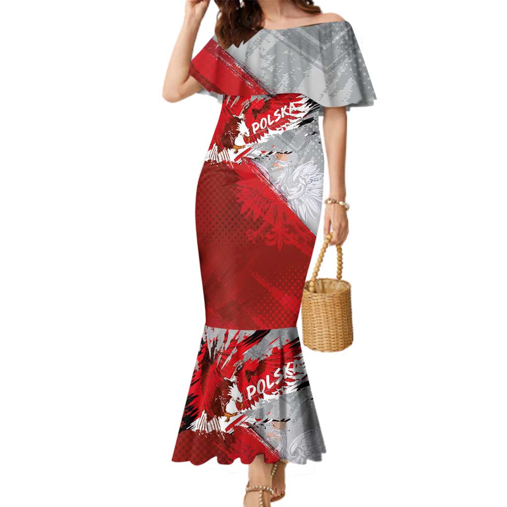 Polska Eagle Family Matching Mermaid Dress and Hawaiian Shirt Poland Sporty Grunge Style - Wonder Print Shop