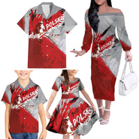 Polska Eagle Family Matching Off The Shoulder Long Sleeve Dress and Hawaiian Shirt Poland Sporty Grunge Style - Wonder Print Shop