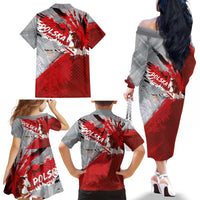 Polska Eagle Family Matching Off The Shoulder Long Sleeve Dress and Hawaiian Shirt Poland Sporty Grunge Style - Wonder Print Shop
