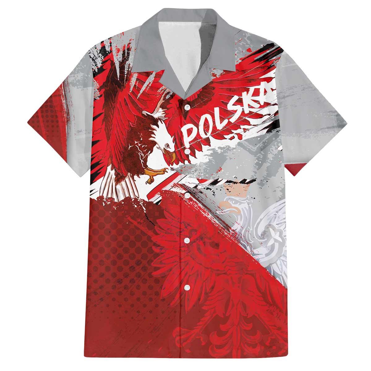 Polska Eagle Family Matching Off The Shoulder Long Sleeve Dress and Hawaiian Shirt Poland Sporty Grunge Style - Wonder Print Shop