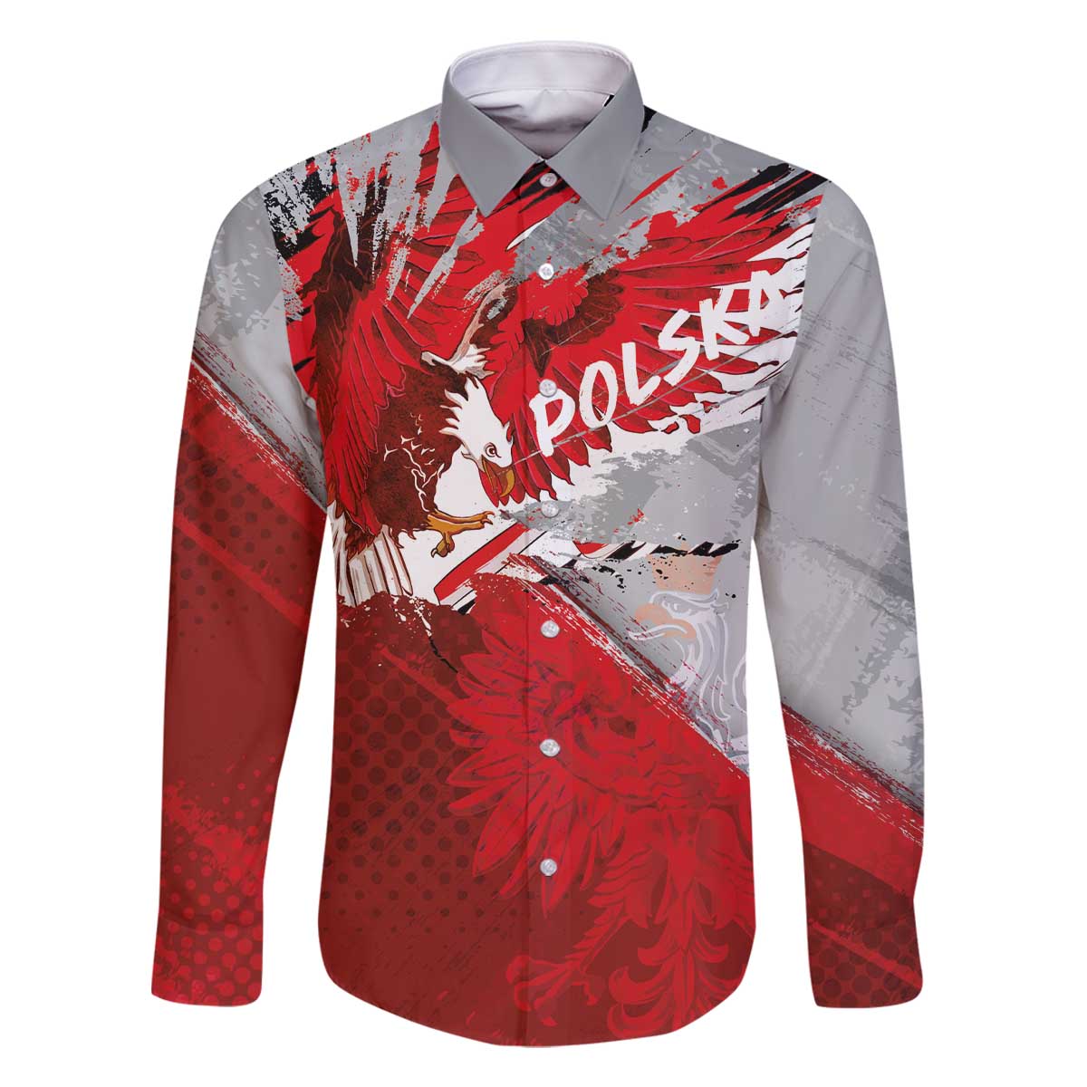 Polska Eagle Family Matching Off The Shoulder Long Sleeve Dress and Hawaiian Shirt Poland Sporty Grunge Style - Wonder Print Shop