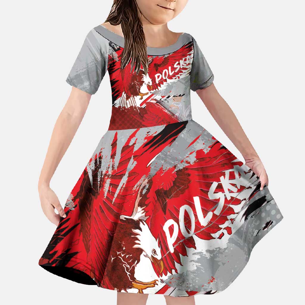 Polska Eagle Family Matching Off Shoulder Maxi Dress and Hawaiian Shirt Poland Sporty Grunge Style - Wonder Print Shop