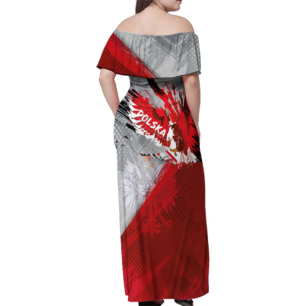 Polska Eagle Family Matching Off Shoulder Maxi Dress and Hawaiian Shirt Poland Sporty Grunge Style - Wonder Print Shop