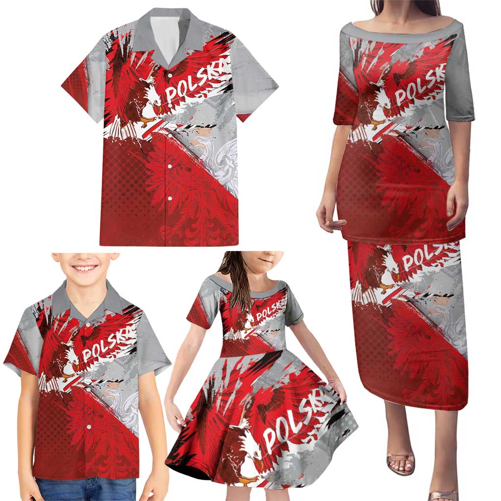 Polska Eagle Family Matching Puletasi and Hawaiian Shirt Poland Sporty Grunge Style - Wonder Print Shop