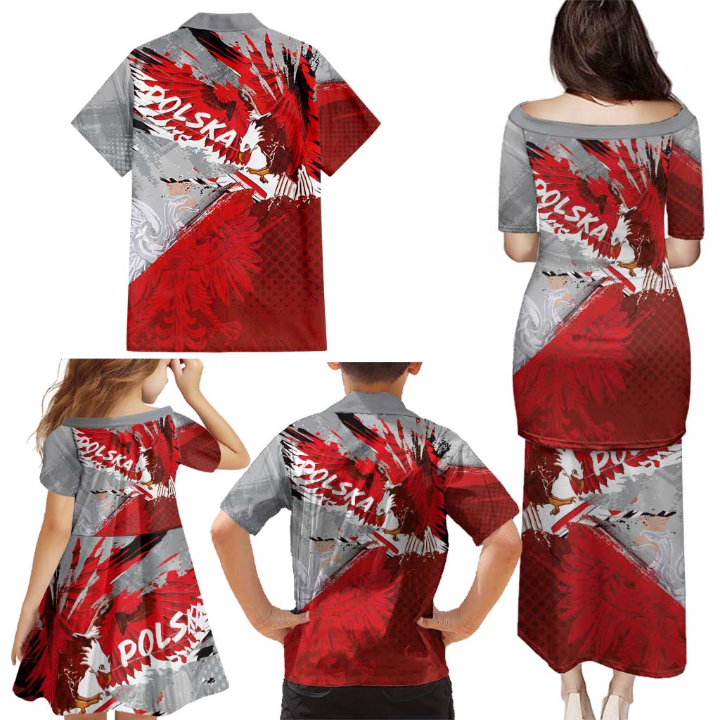 Polska Eagle Family Matching Puletasi and Hawaiian Shirt Poland Sporty Grunge Style - Wonder Print Shop