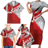 Polska Eagle Family Matching Short Sleeve Bodycon Dress and Hawaiian Shirt Poland Sporty Grunge Style - Wonder Print Shop