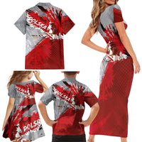 Polska Eagle Family Matching Short Sleeve Bodycon Dress and Hawaiian Shirt Poland Sporty Grunge Style - Wonder Print Shop