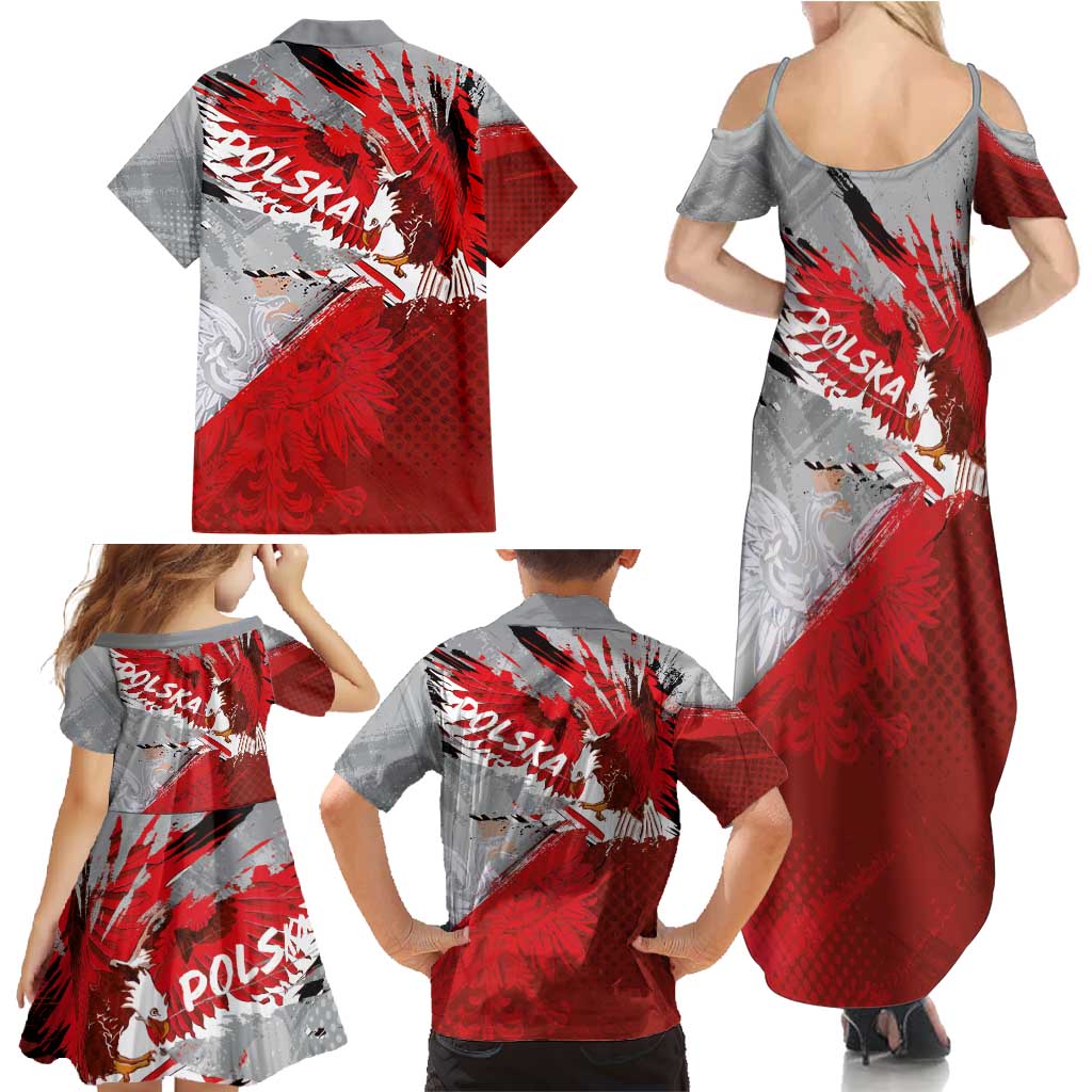 Polska Eagle Family Matching Summer Maxi Dress and Hawaiian Shirt Poland Sporty Grunge Style - Wonder Print Shop