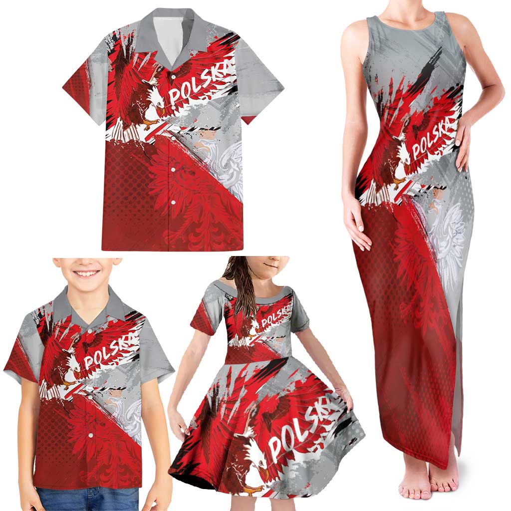 Polska Eagle Family Matching Tank Maxi Dress and Hawaiian Shirt Poland Sporty Grunge Style - Wonder Print Shop
