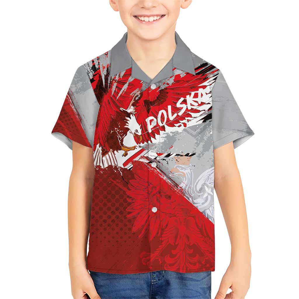 Polska Eagle Kid Hawaiian Shirt Poland Sporty Grunge Style - Wonder Print Shop