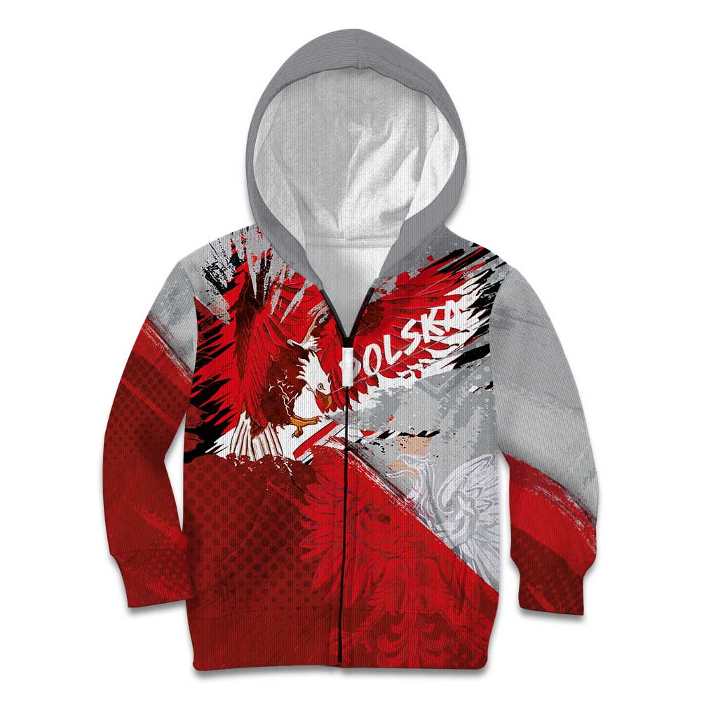 Polska Eagle Kid Hoodie Poland Sporty Grunge Style - Wonder Print Shop