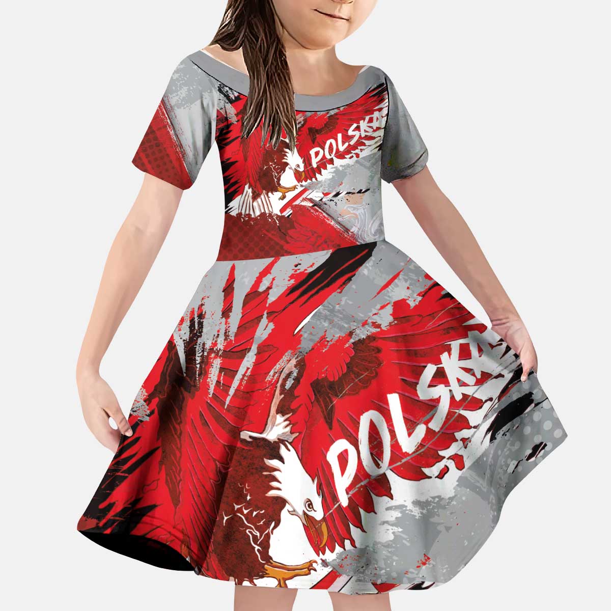 Polska Eagle Kid Short Sleeve Dress Poland Sporty Grunge Style - Wonder Print Shop