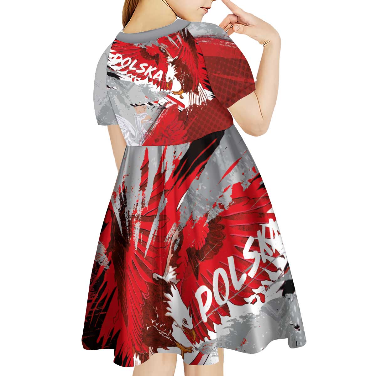 Polska Eagle Kid Short Sleeve Dress Poland Sporty Grunge Style - Wonder Print Shop