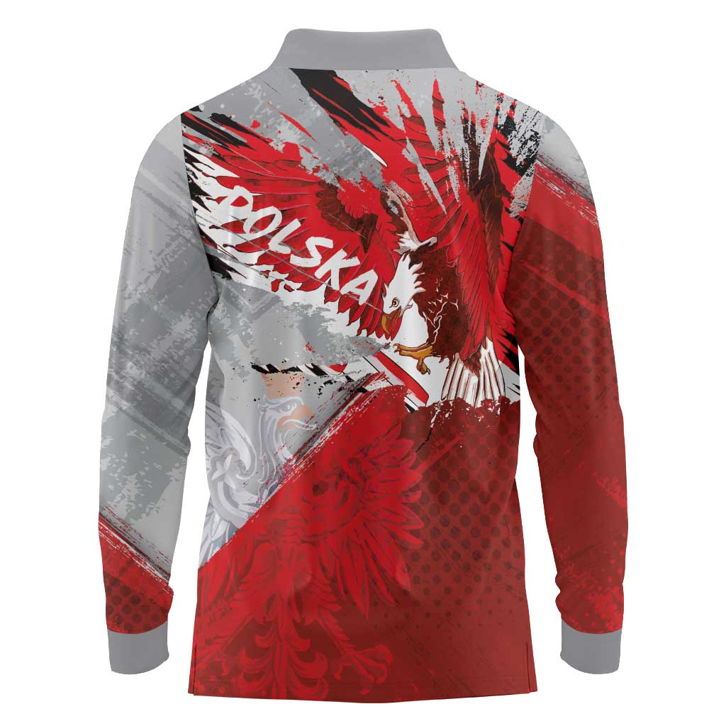 Polska Eagle Long Sleeve Polo Shirt Poland Sporty Grunge Style - Wonder Print Shop