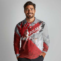 Polska Eagle Long Sleeve Polo Shirt Poland Sporty Grunge Style - Wonder Print Shop